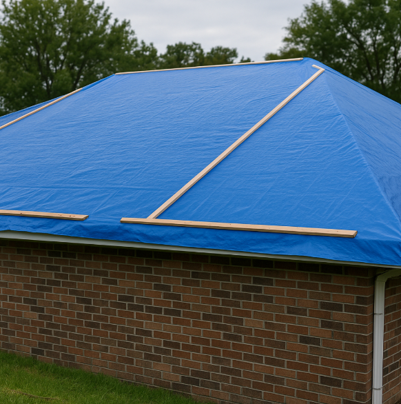 tarped roof