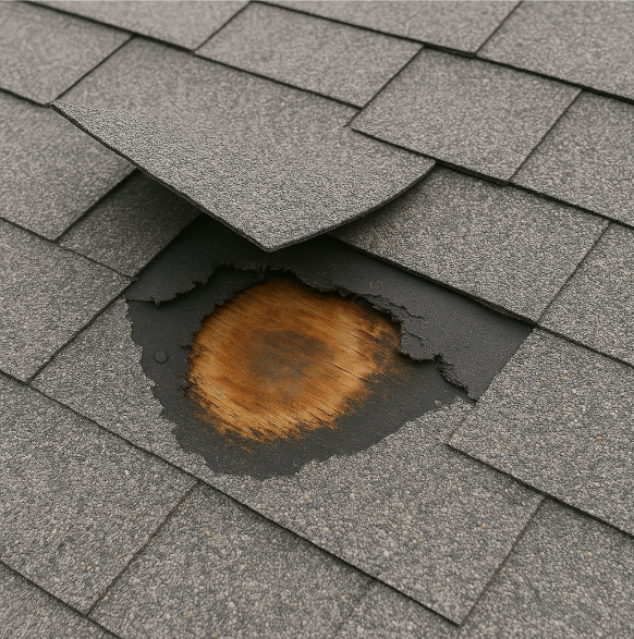 water damge under the shingles